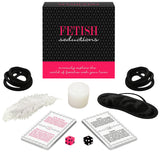 Fetish Seductions Game set with cards, dice, and accessories on white background