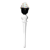 Borosilicate glass dab straw with colorful accents, 5.75" long, front view on white background