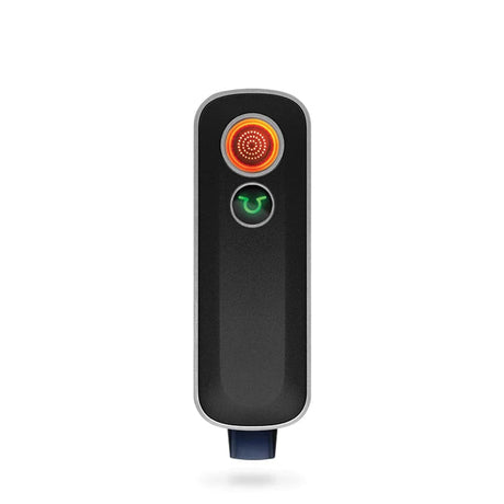 Firefly 2+ Vaporizer in Black, front view, showing illuminated heat indicator and power button