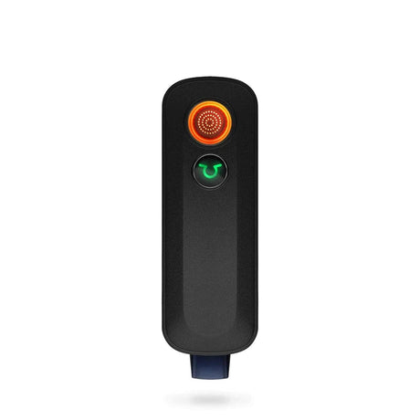 Firefly 2+ Plus Vaporizer in Jet Black, front view with illuminated heat indicator