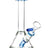 Valiant Distribution Fixed Downstem Mini Beaker Bong in Blue, Clear Glass, 6" Height, Side View