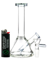 Valiant Distribution Fixed Downstem Mini Beaker in Clear Glass, 6" Height, Side View with Lighter
