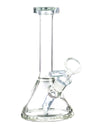 Valiant Distribution Fixed Downstem Mini Beaker Bong in Purple with Hole Diffuser for Dry Herbs, Side View