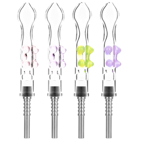 Borosilicate Glass Dab Collectors with Titanium Tips, 6" Length, Color Variants