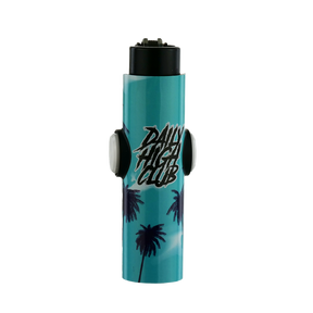 Teal FLKR Clipper Lighter Spinner with Bottle Opener, Poker, and Palm Design - Front View