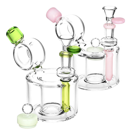 Flower Focus Water Pipe 5.5" 14mm Female Borosilicate Glass with Color Accents