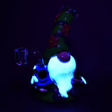 Flower Gnome Glass & Enamel Dab Rig with UV Reactive Features - Front View
