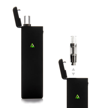 Flytlab CTRL 2 Cartridge Vapor System in Black, 400mAh battery, front view with open cartridge