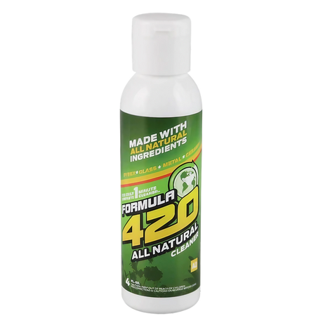 Formula 420 All Natural Cleaner 4oz bottle for bongs, front view on white background