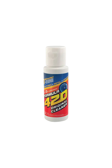 Formula 420 Original Cleaner 2oz bottle, front view, easy bong cleaning solution, 12 pack