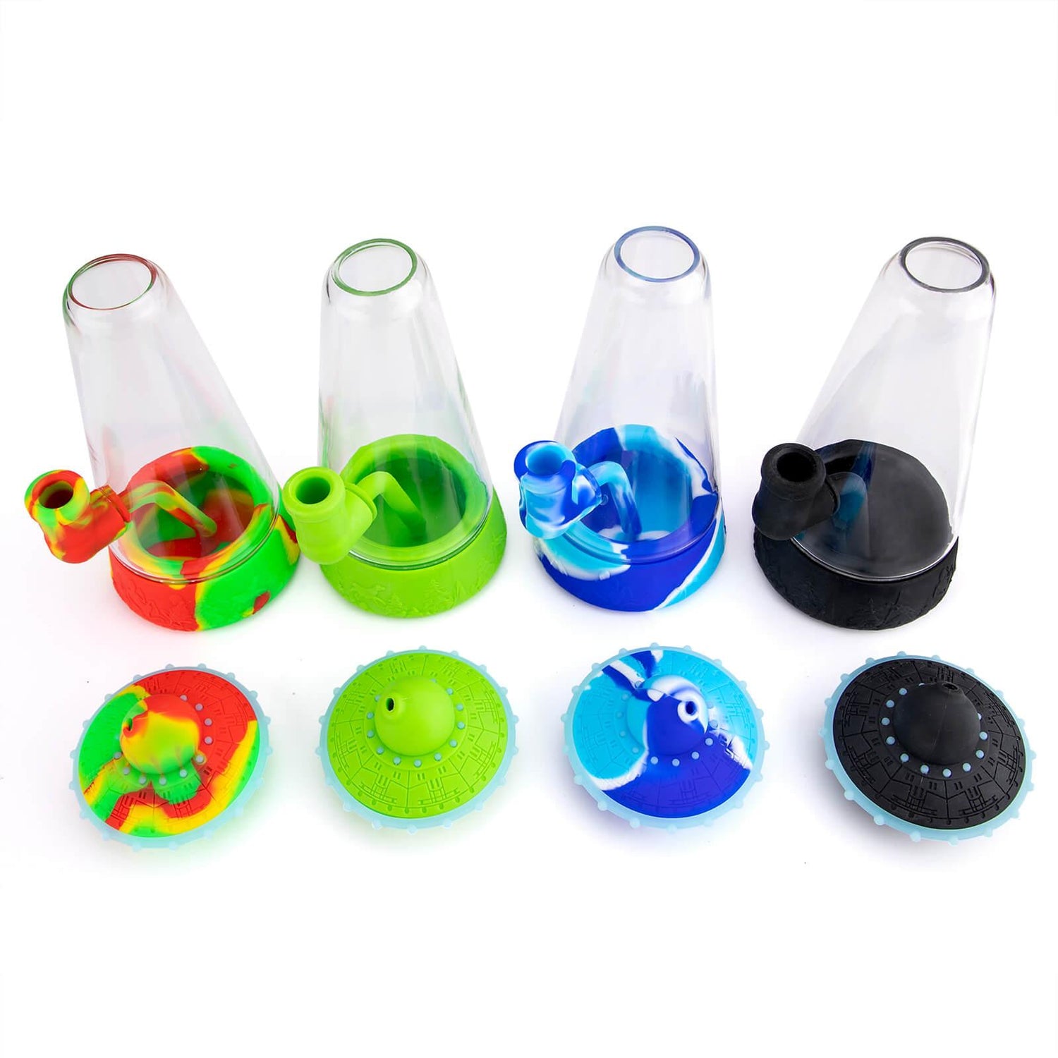 Glass Silicone UFO Bong with Glow-in-the-Dark Lid