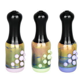 Fourth Dimension Chillum Hand Pipes, 3" Borosilicate Glass, Unique Textured Design, Front View