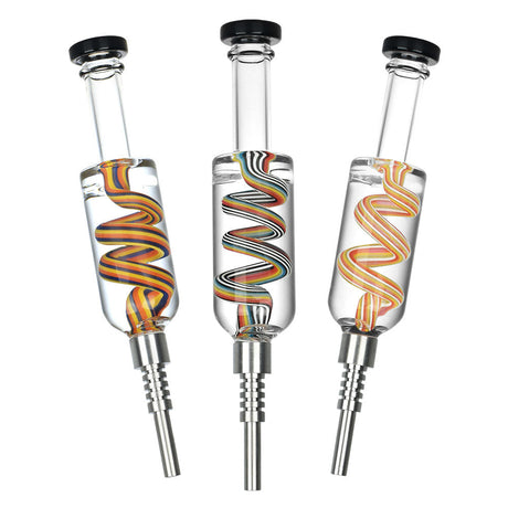 Freeze Factory 8.25" Glycerin Dab Straws with Colorful Swirl Design and Stainless Steel Tips