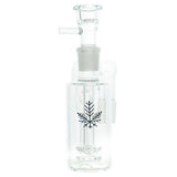 Freeze Pipe Ash Catcher for bongs, clear glass, front view with snowflake logo, fits 14mm & 18mm joints