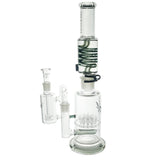 Freeze Pipe Ash Catcher with spiral cooling chamber, clear glass, compatible with 14mm and 18mm bongs