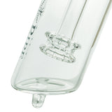 Close-up of Freeze Pipe Bubbler Pro by Freeze Pipe, showing the percolator and clear glass design