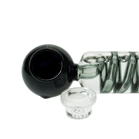 Freeze Pipe hand pipe with glycerin chamber and bowl, close-up side view on white background