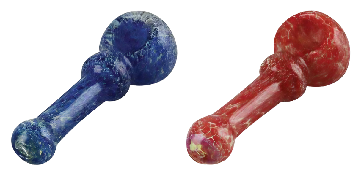 Assorted colors Frit Art Glass Hand Pipes with heavy wall design, 4" size, ideal for dry herbs, top view