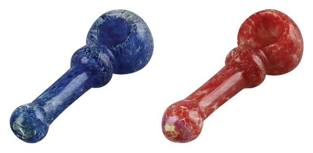 Assorted colors Frit Art Glass Hand Pipes with heavy wall design, 4" size, ideal for dry herbs, top view