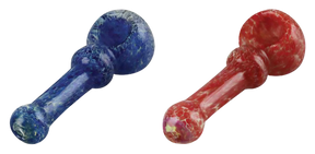 Assorted colors Frit Art Glass Hand Pipes with heavy wall design, 4" size, ideal for dry herbs, top view