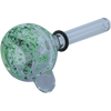 LA Pipes Frit Bubble Bowl Pull-Stem Slide in Green Hues, 10mm Grommet Joint - Side View