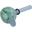 LA Pipes Frit Bubble Bowl Pull-Stem Slide in Green Hues, 10mm Grommet Joint - Side View