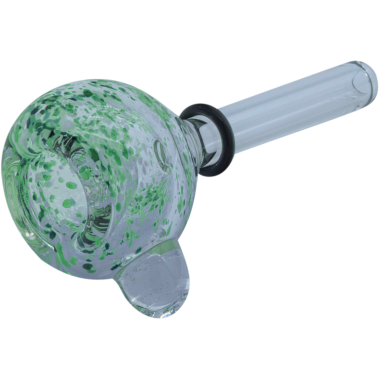 LA Pipes Frit Bubble Bowl Pull-Stem Slide in Green Hues, 10mm Grommet Joint - Side View