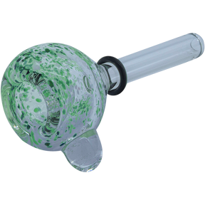 LA Pipes Frit Bubble Bowl Pull-Stem Slide in Green Hues, 10mm Grommet Joint - Side View