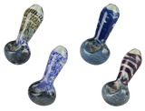 Assorted Frit & Cord Worked Spoon Hand Pipes, Borosilicate Glass, 3.25" Length, Angled View