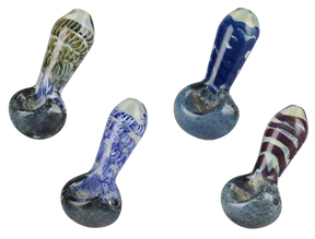 Assorted Frit & Cord Worked Spoon Hand Pipes made of Borosilicate Glass for Dry Herbs