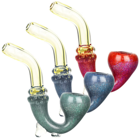 Fritted Flow Stand-up Glass Sherlock Pipes in various colors with borosilicate glass