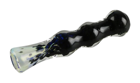 3.5" Fritted Fumed Taster Glass Chillum with Heavy Wall Design for Dry Herbs, Angled Side View