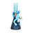 Frog King Beaker Water Pipe in Blue, 9.75" tall with 14mm Female Joint, Borosilicate Glass, Front View