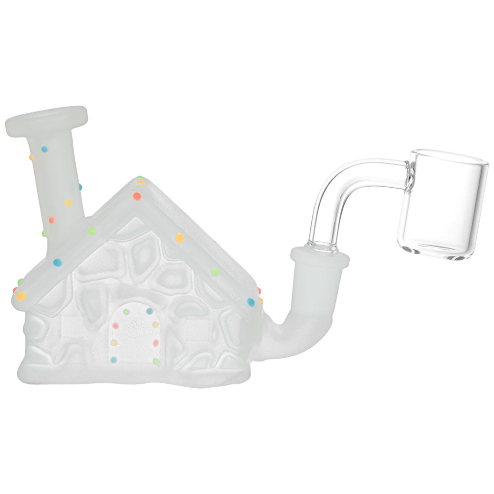Frosted Christmas House w/ Glow in Dark Lights Glass Mini Rig - 3