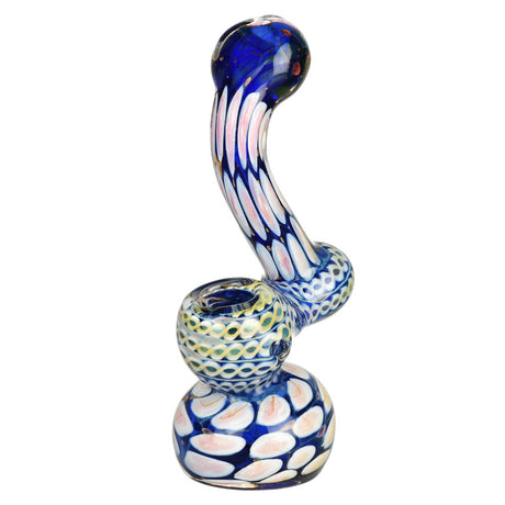 DNA Twist Fruitcake DNA Bubbler Pipe, 5.5", clear borosilicate glass with colorful accents, front view