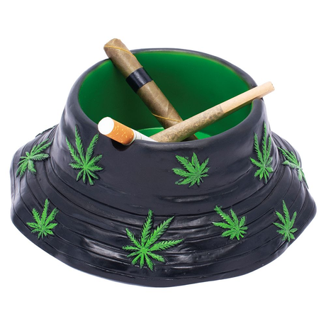 Fujima Black & Green Leaf Bucket Hat Ashtray | 5.75"