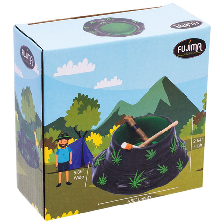 Fujima Black & Green Leaf Bucket Hat Ashtray | 5.75"