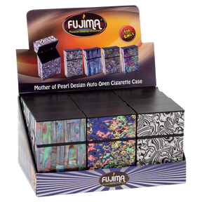Fujima Mother of Pearl Cigarette Case 12 Pack Display, King Size, Auto Open Feature