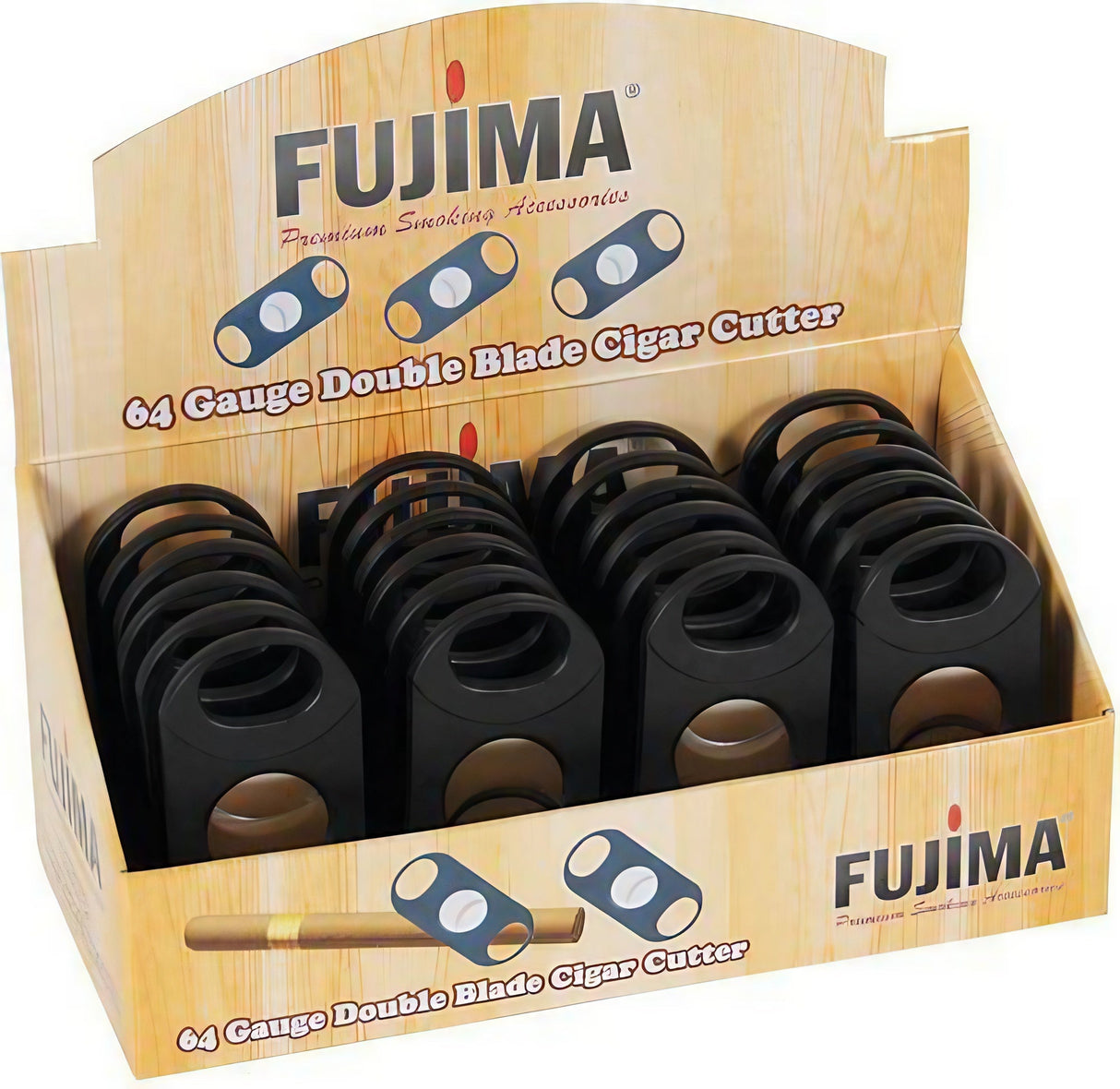 Fujima Double Blade Cigar Cutters, 24 Pack Display, Easy Grip Design