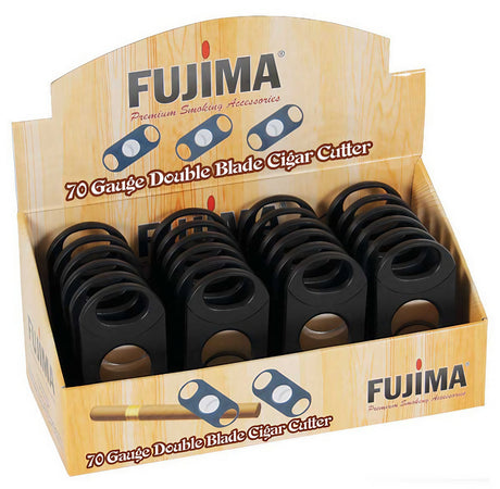 Fujima Double Blade Cigar Cutter 24-pack displayed in box, perfect for precise cigar cutting