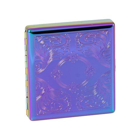 Fujima Anodized Metal Cigarette Case in Iridescent Blue, Double-Sided, King Size, Front View