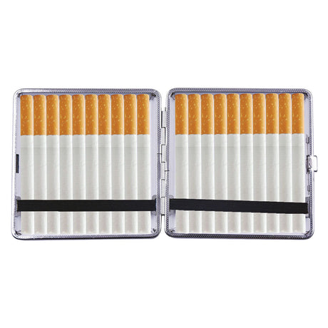 Fujima Faux Leather King Size Cigarette Case Open View with Cigarettes