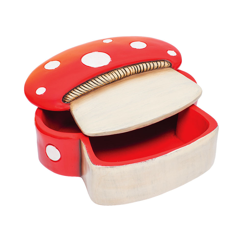 Fujima 6" Gamer Mushroom Polyresin Stash Box with Hinged Lid, Front View