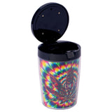 Fujima Glow Leaf Car Ashtray with vibrant leaf design, lid open, front view