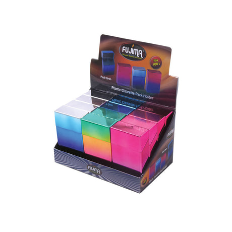 Fujima Gradient Plastic Cigarette Cases in Assorted Colors Displayed in 12 Pack