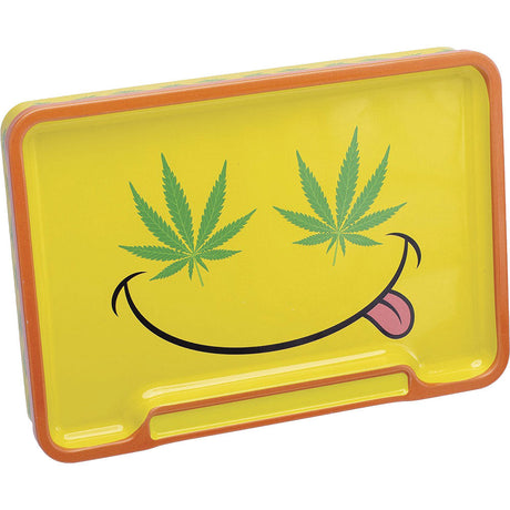 Fujima Leaf Rolling Tray Stash Box, 8"x5.75", Assorted Colors, Front View on White Background