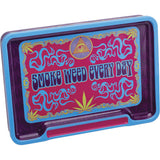 Fujima Leaf Rolling Tray with colorful 'Smoke Weed Every Day' design, 8"x5.75", assorted colors