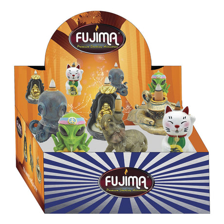 Fujima Mini Backflow Incense Burners in assorted designs displayed in a 6pc set