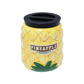 Fujima Pineapple Express Ceramic Storage Jar 4" Front View on White Background