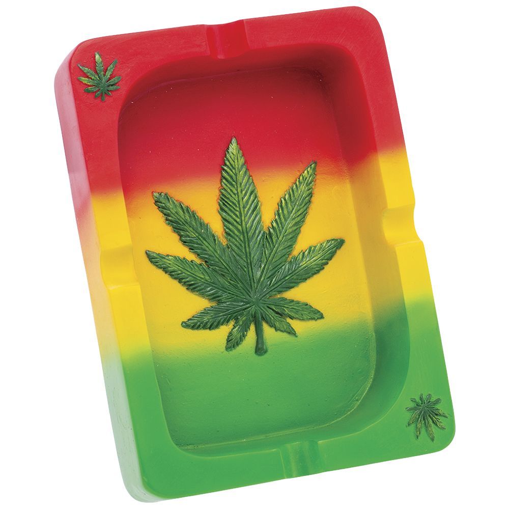 Fujima Rasta Hemp Leaf Playing Card Ashtray | 5.3" x 3.8"